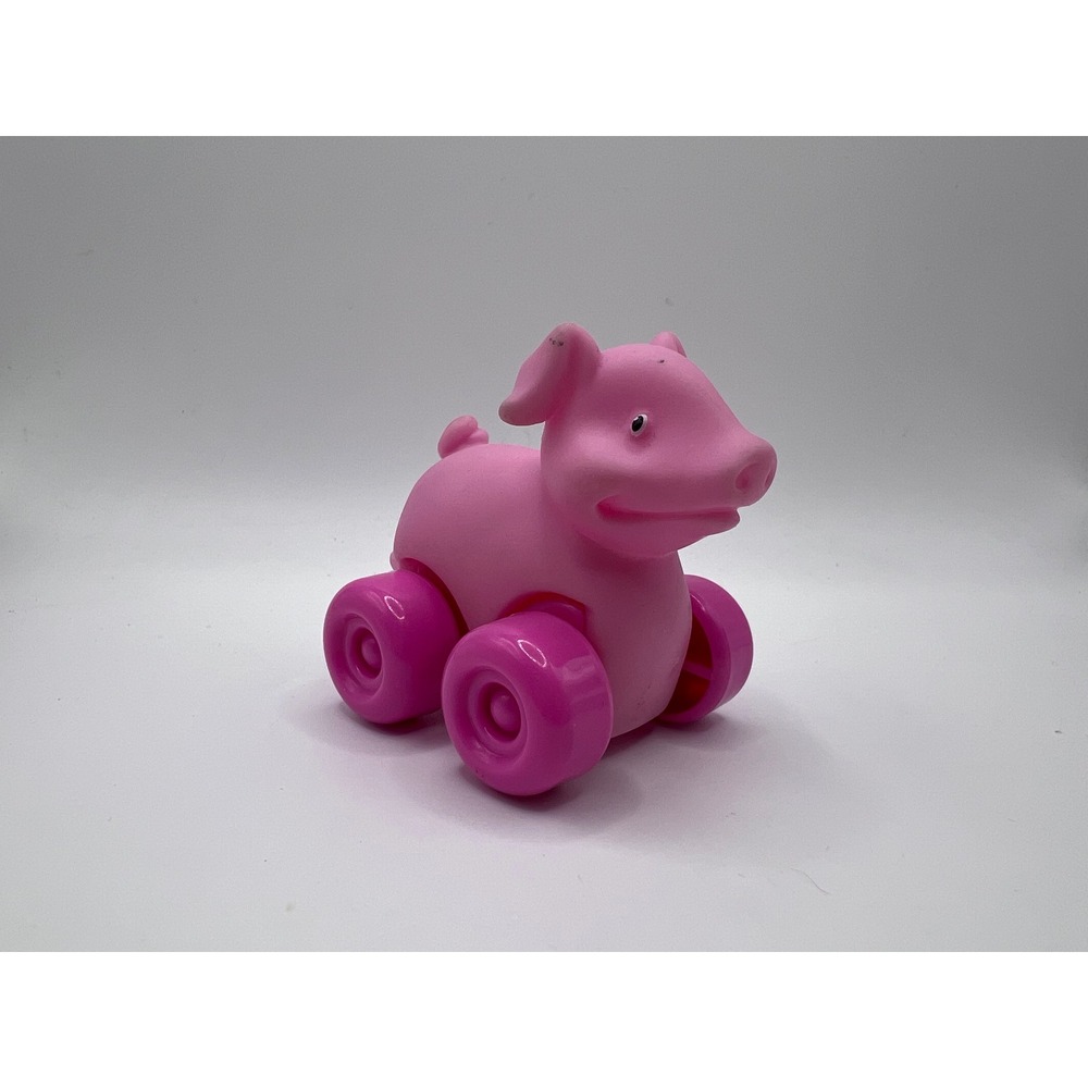 ERTL John Deere‎ Pink PVC Pig On Wheels Toy Farming Animals Country Toddler Toys